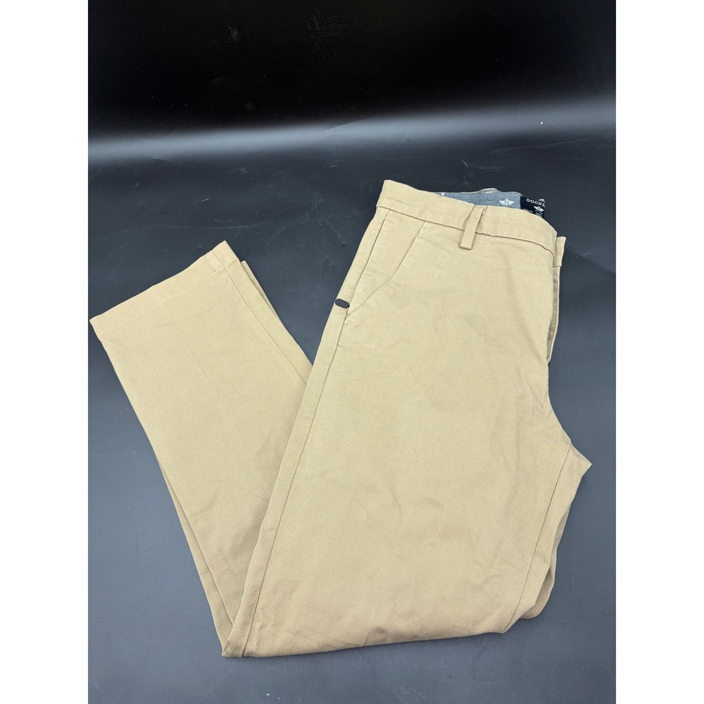 Dockers Mens Slim Waterless Khaki Chino Pants Tan Beige Stretch 32